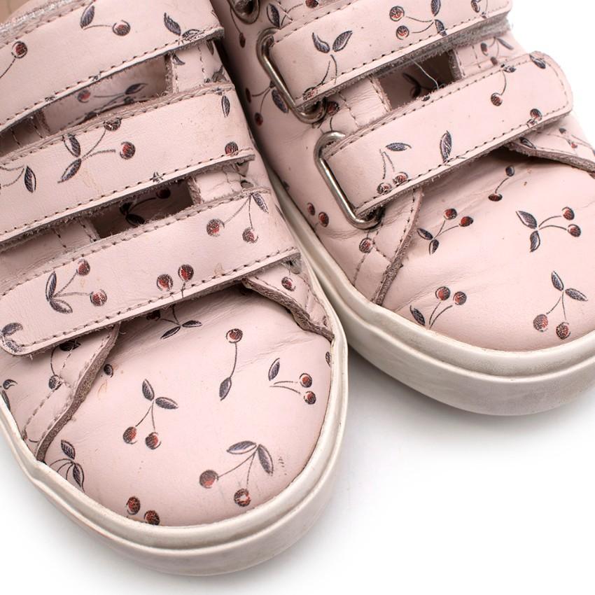 Bonpoint Leather Baby Pink Cherry Motif Low-Top Sneakers