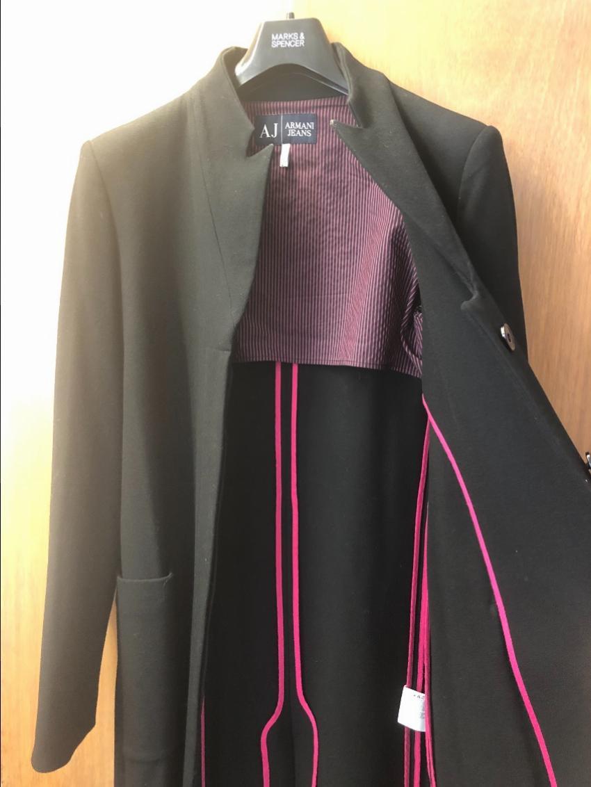 Armani Jeans Single Breasted Black Zip Detail Coat