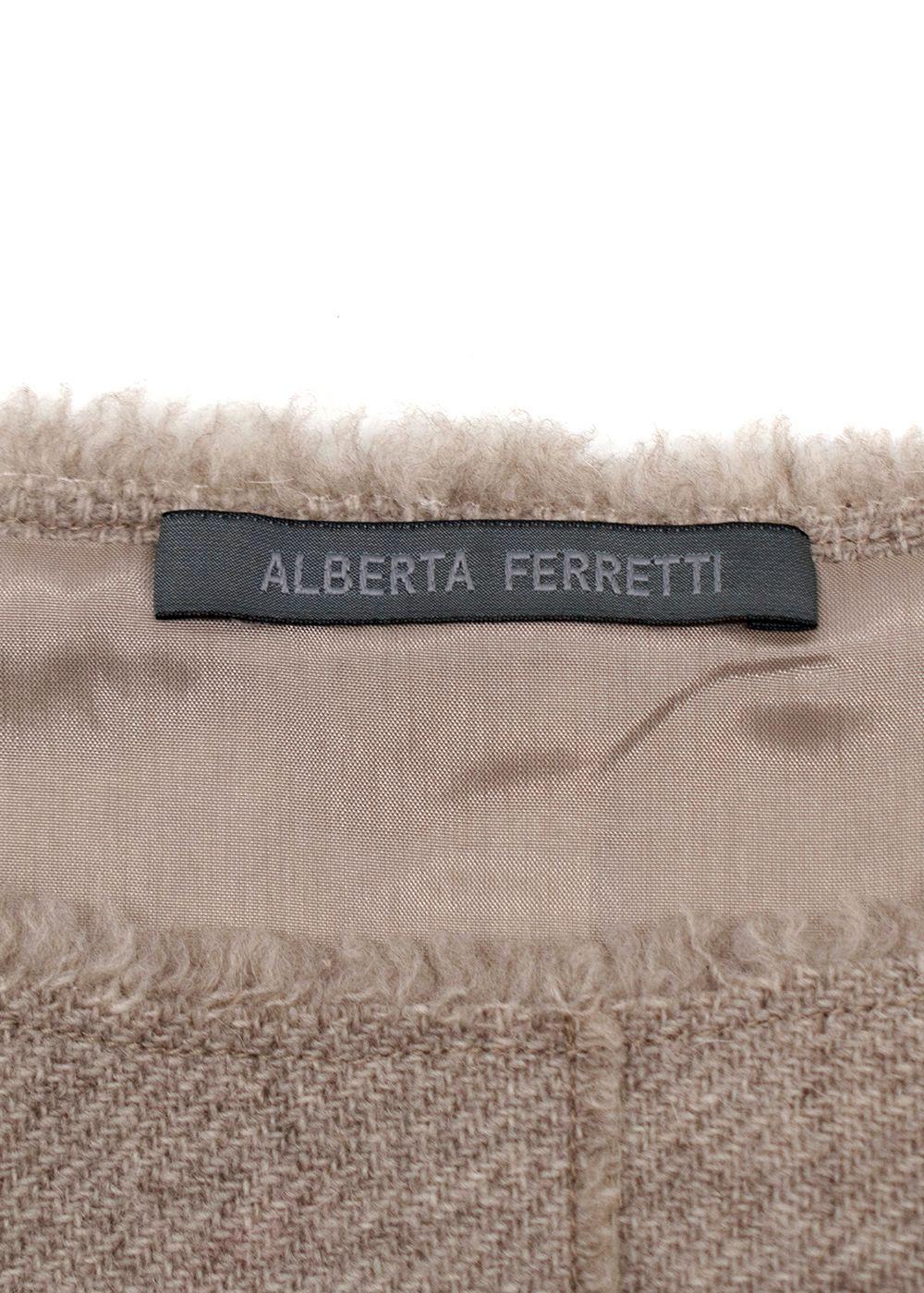 Alberta Ferretti Taupe Wool Midi Dress