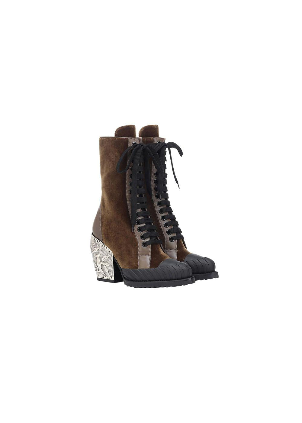 Rylee Embellished Heel Velvet Ankle Boots