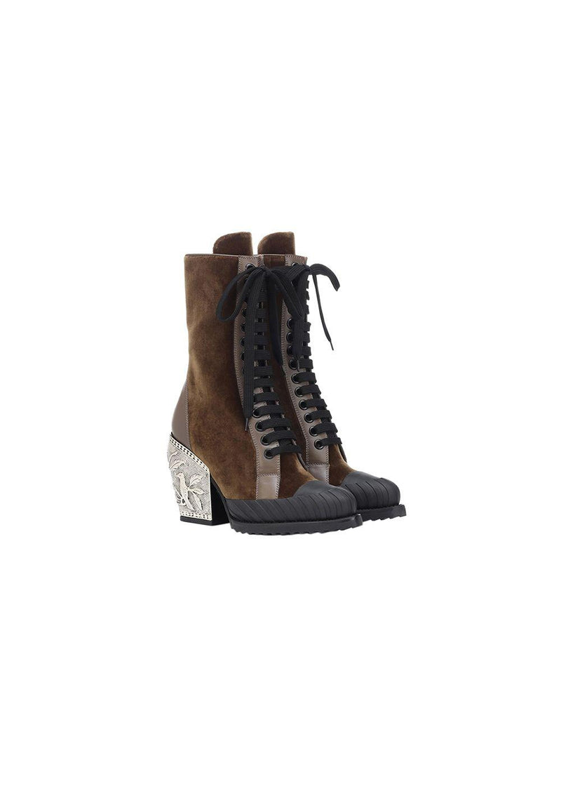 Rylee Embellished Heel Velvet Ankle Boots