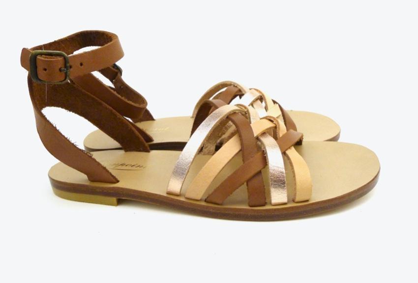 Bonpoint brown leather strappy sandals