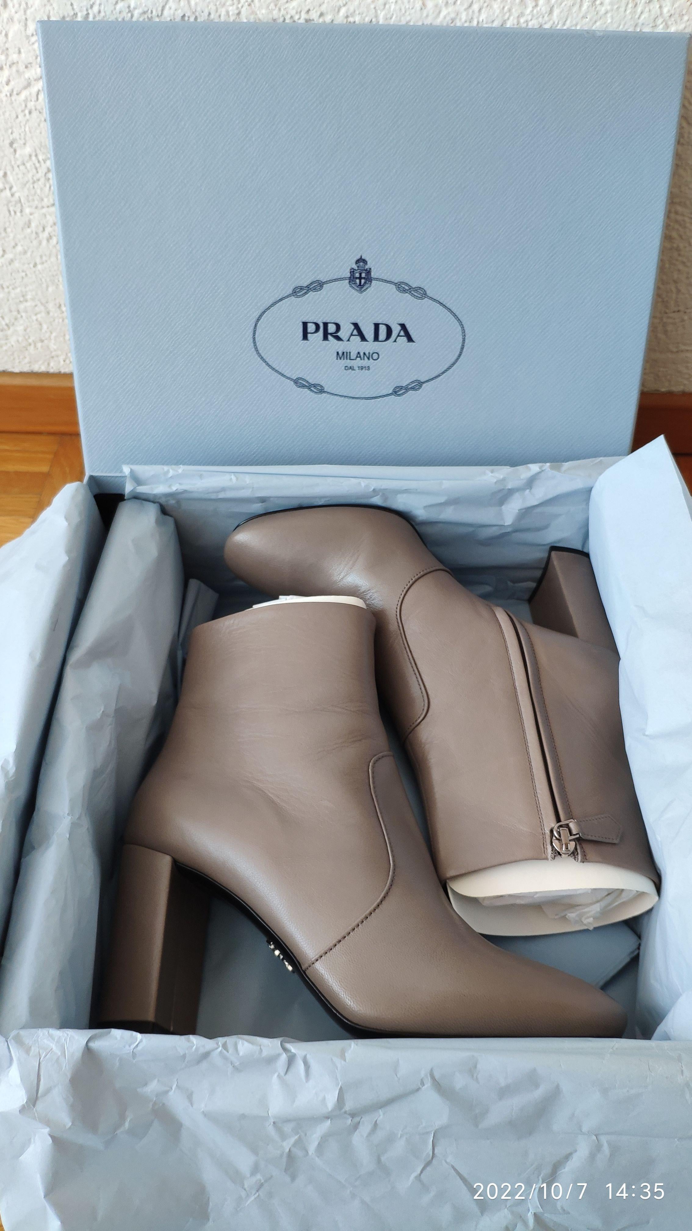 Grey Leather Heeled Ankle Boots