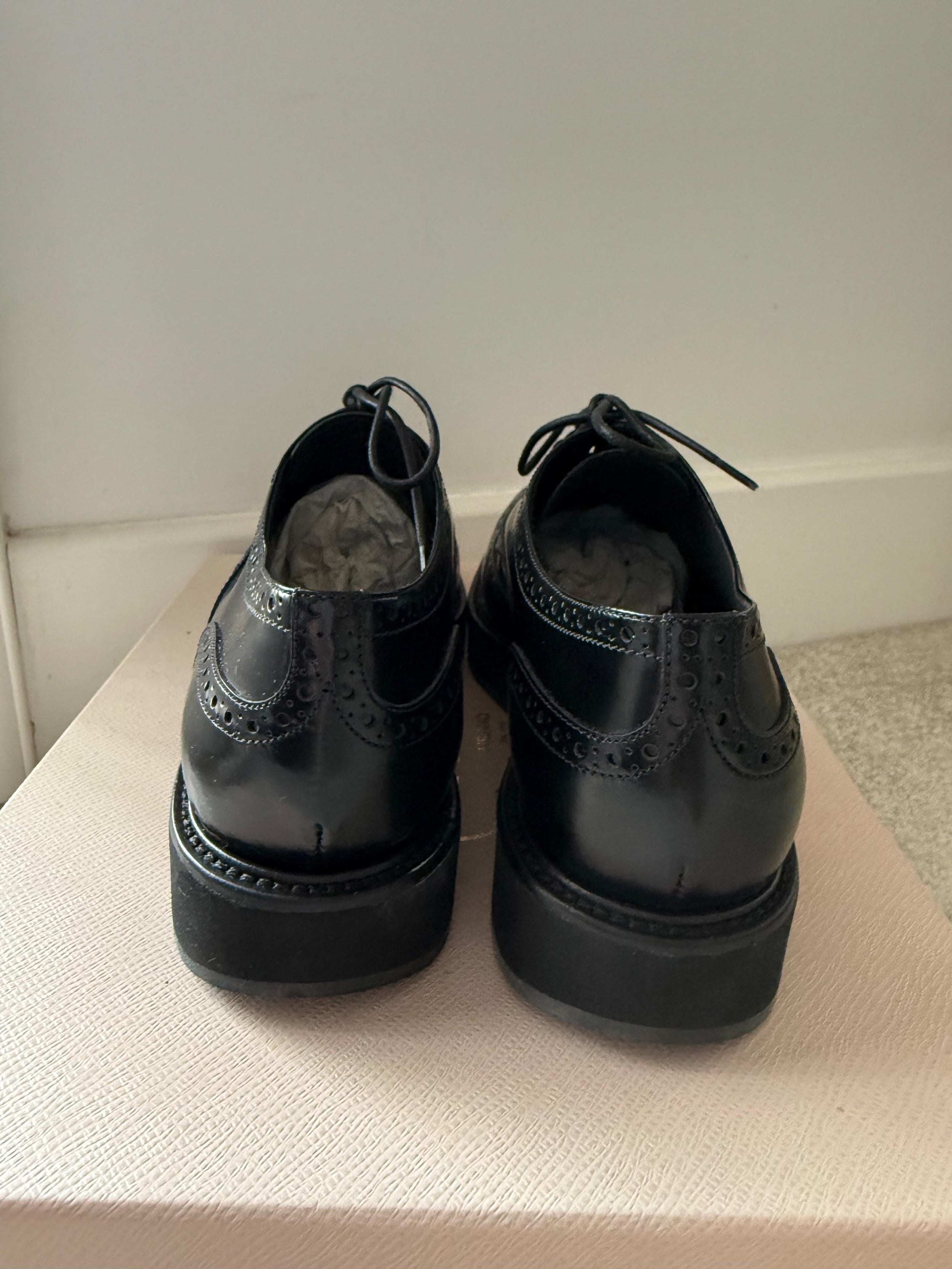 Prada Black Leather Brogues