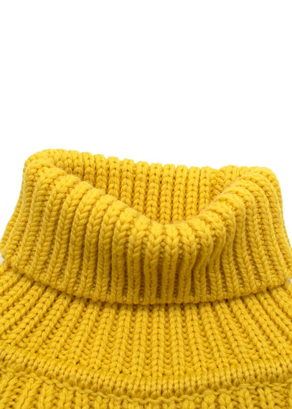 Loewe Yellow Wool Roll Neck Sheer Dress