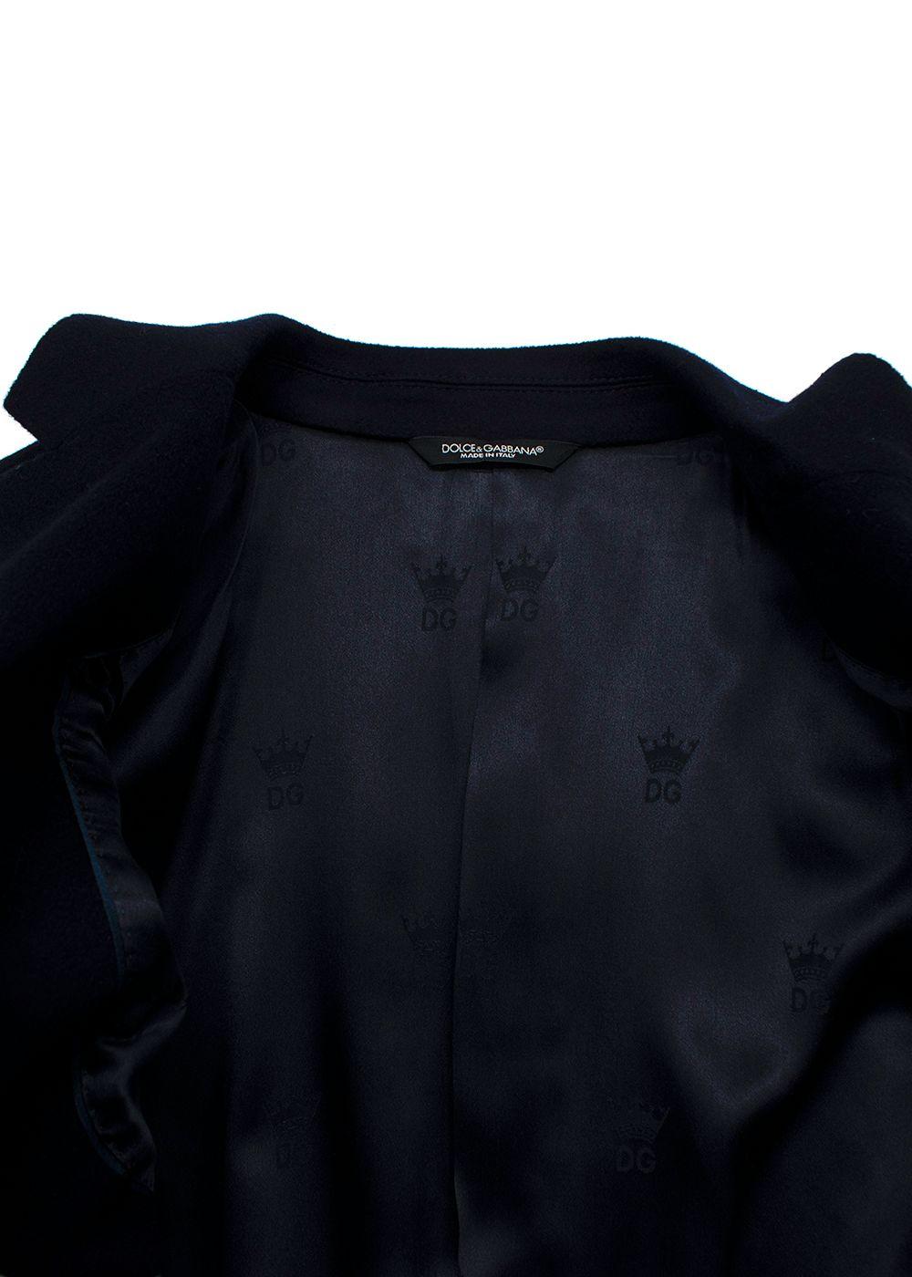 Dolce & Gabbana Navy Single Breasted Wool Coat