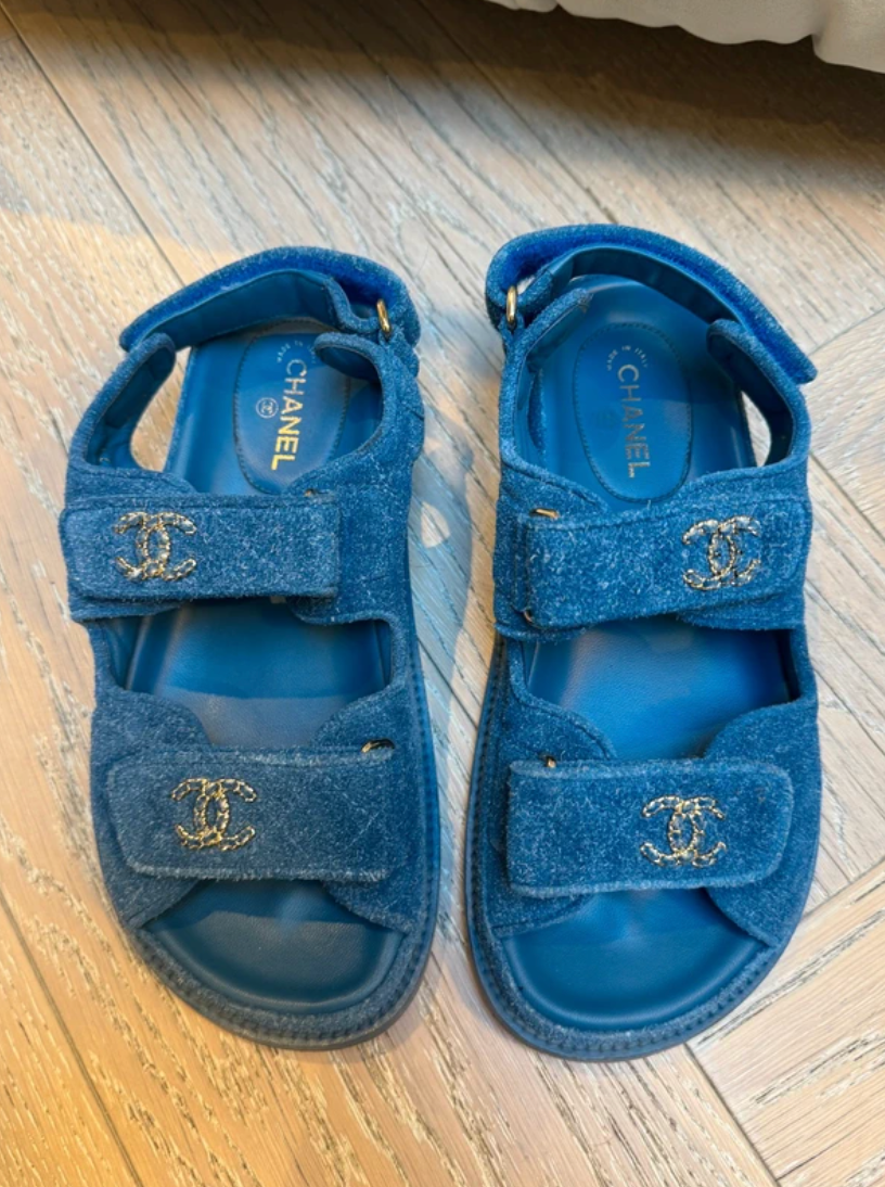 Chanel Blue  Denim Dad Sandals