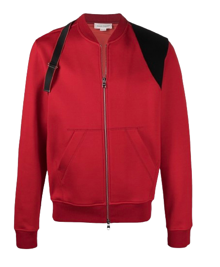 Alexander McQueen Red Harness Strap Bomber Jacket