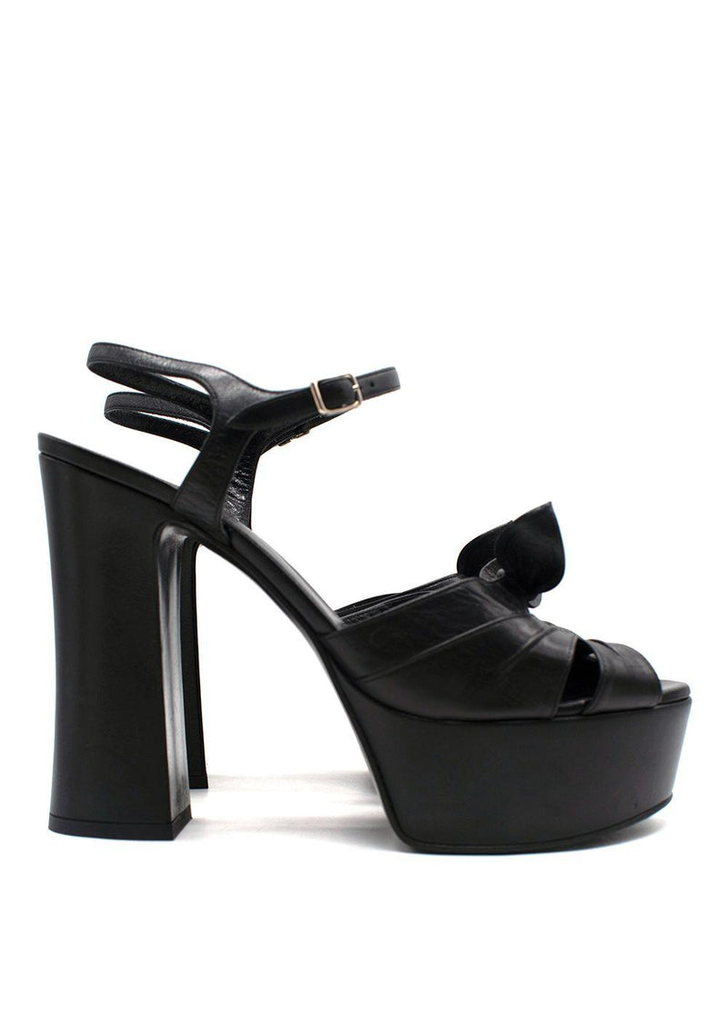 Saint Laurent Black Leather 'Bianca' Platform Heels