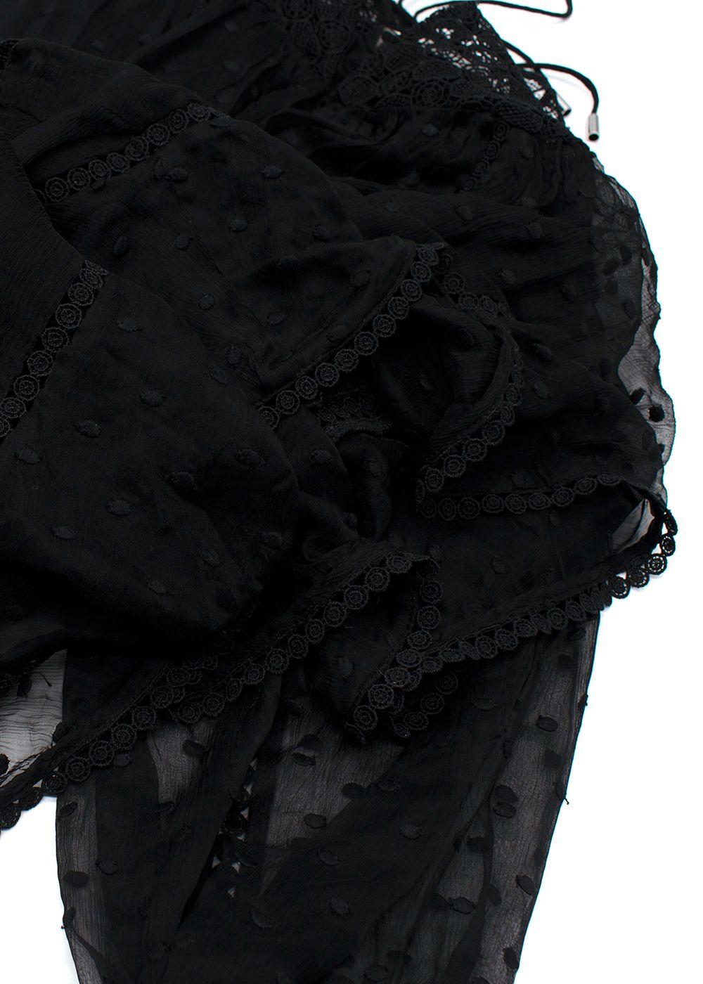 Zimmermann Black Sheer Chiffon Polka Dot Dress