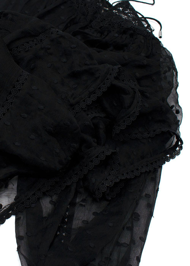 Zimmermann Black Sheer Chiffon Polka Dot Dress