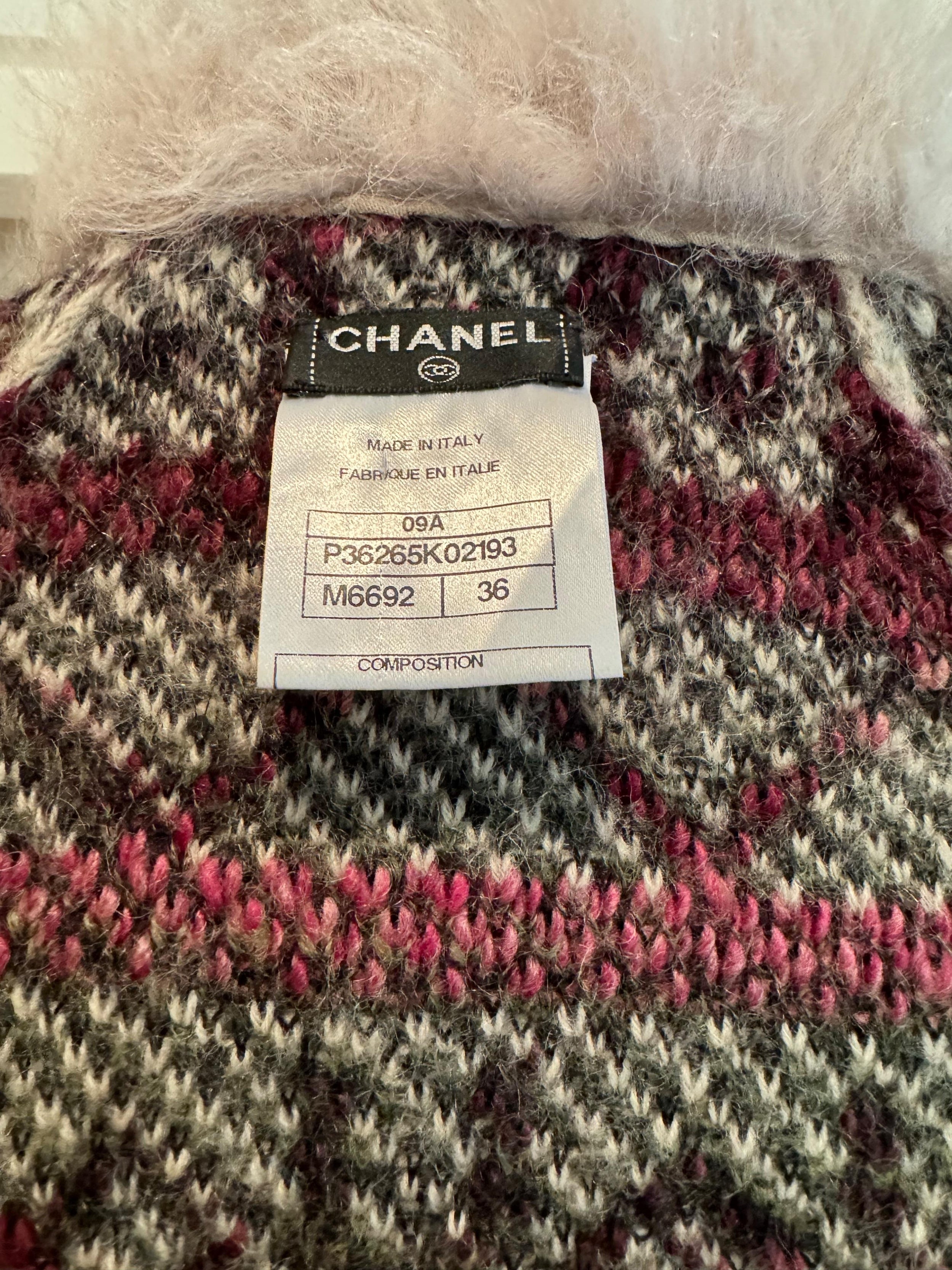 Chanel Printed Fur Trimmed Longline Cardigan