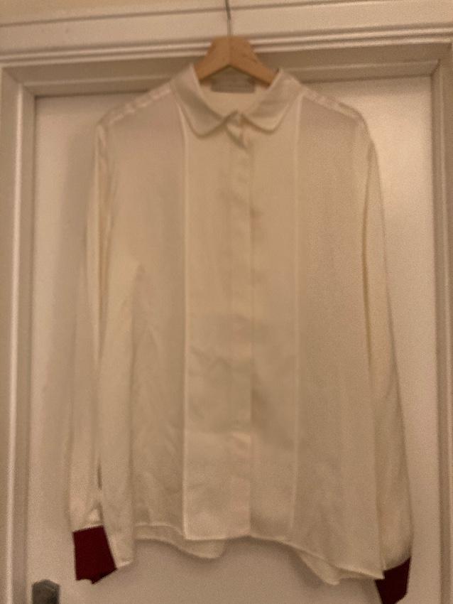 Stella McCartney Cream Blouse with Wine Contrast Cuff