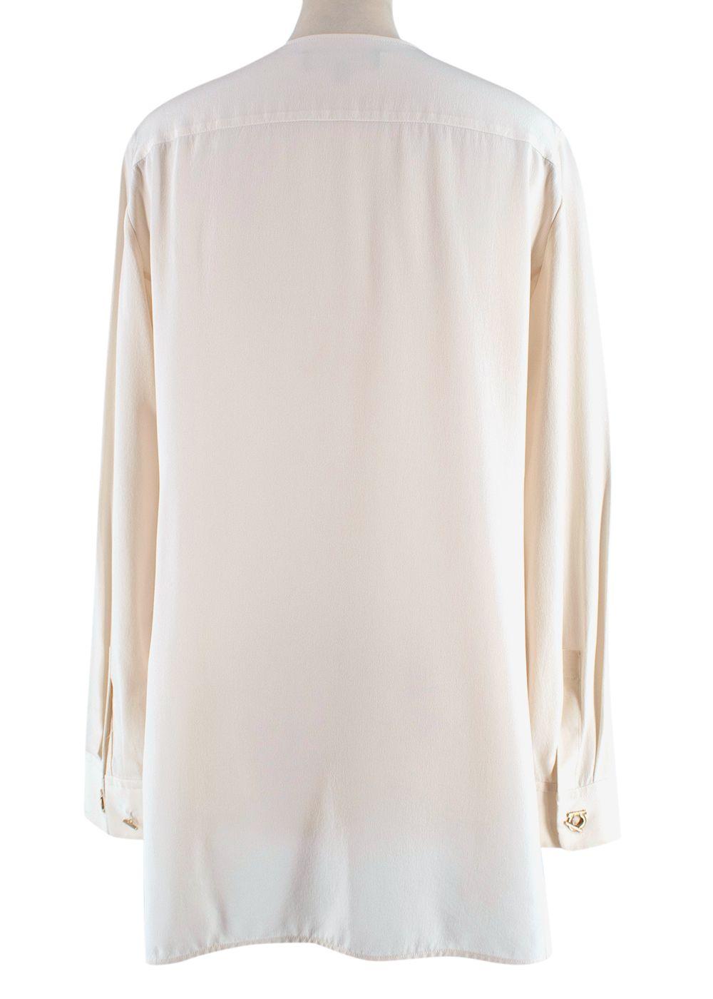 Cream Silk Longline Blouse