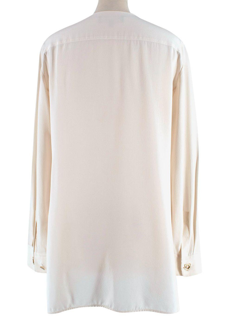 Cream Silk Longline Blouse