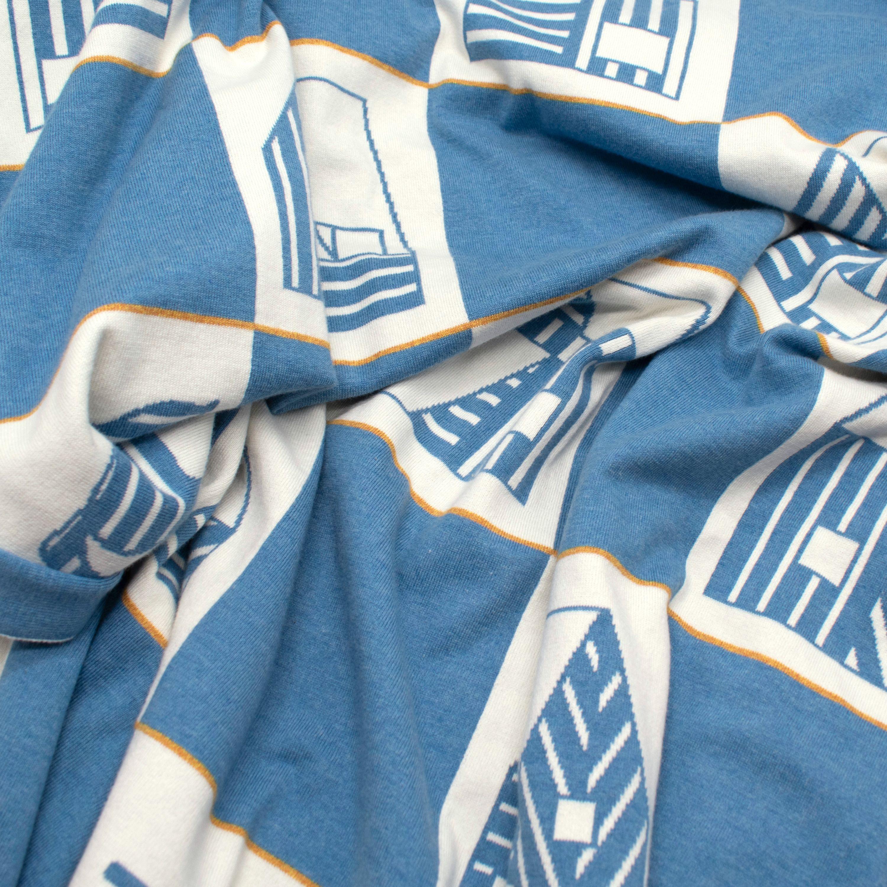 Hermès Bleu Denim Les Cabanes Blanket