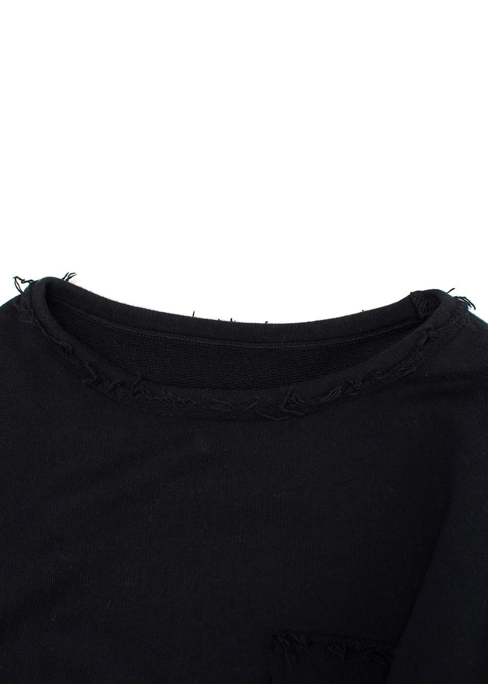 Washed Black Embroidered Cotton Sweatshirt