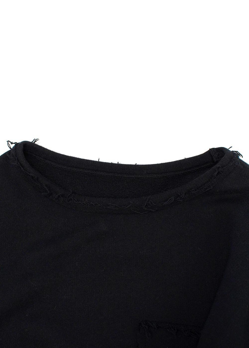 Washed Black Embroidered Cotton Sweatshirt