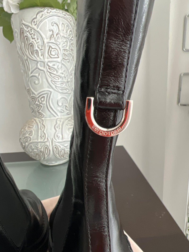 Sergio Rossi Black Round Toe Heeled Chelsea Boots