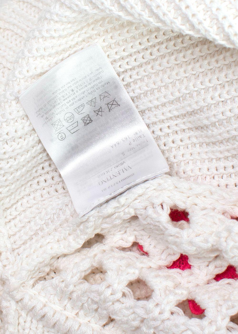 Valentino Ivory Floral Applique Cropped Jumper