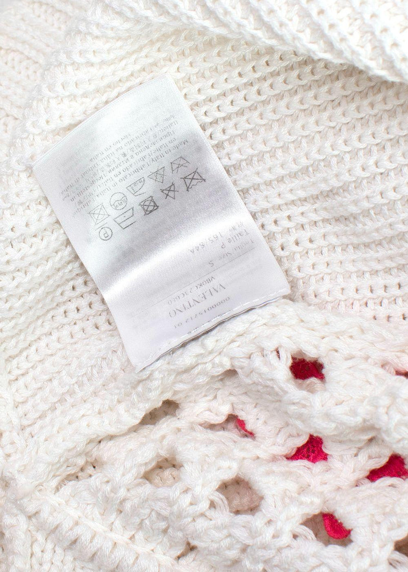 Valentino Ivory Floral Applique Cropped Jumper