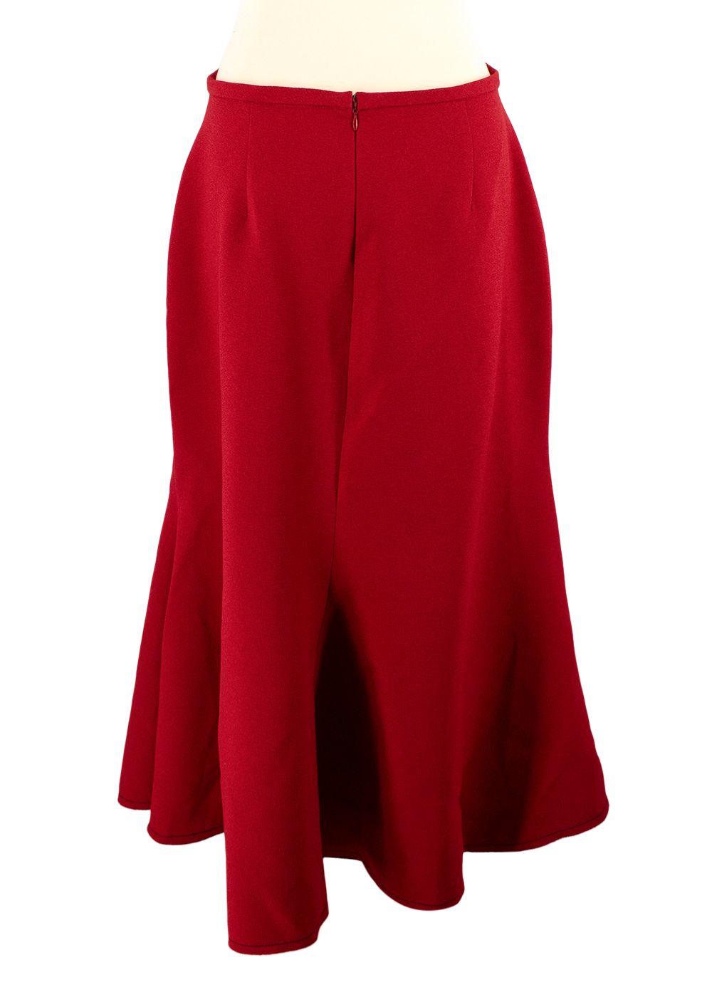 Ellery Red Crepe Wrap-tie Blouse & Fluted Skirt