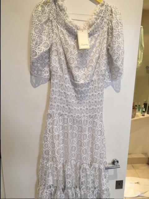 Temperley White Paneled Bardot Dress