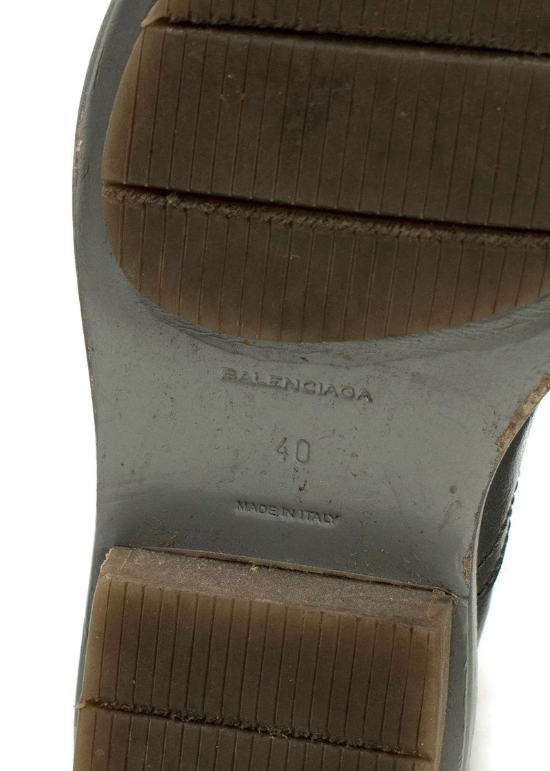 Balenciaga Grey Distressed Leather Chelsea Boots