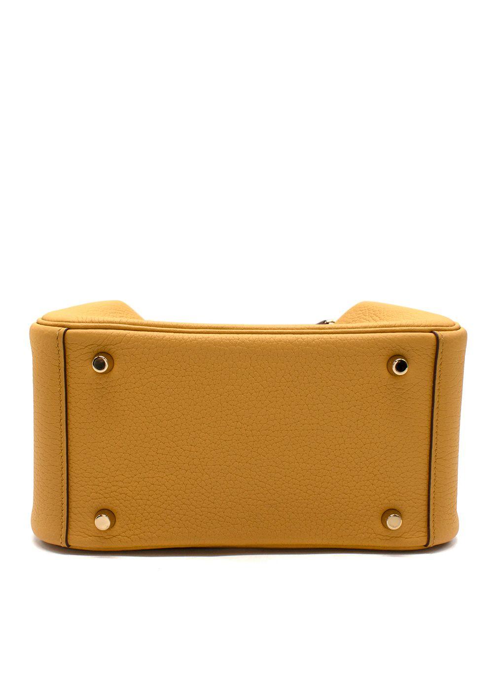 Hermes Mini Lindy in Sun Clemence Leather with Gold Hardware