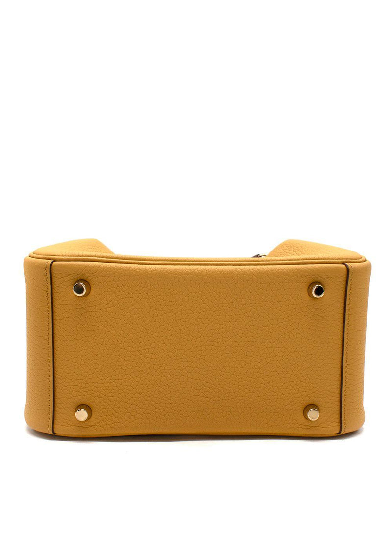 Hermes Mini Lindy in Sun Clemence Leather with Gold Hardware