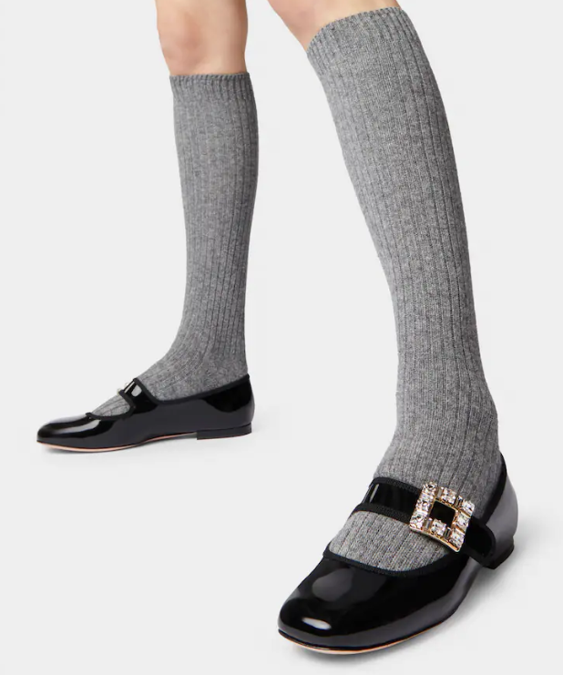 Roger Vivier Tres Vivier Strass Patent Leather Ballerina Flats
