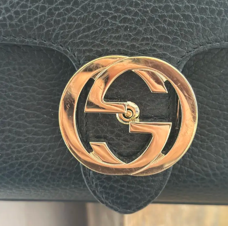 Gucci Black Leather Interlocking  Crossbody Bag