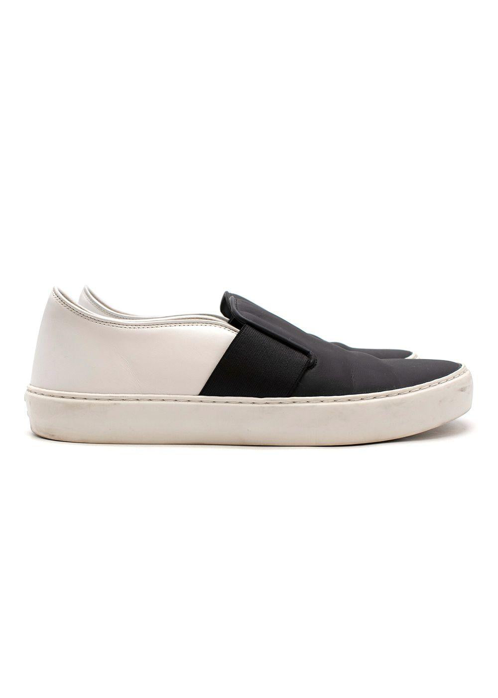 Black & White Leather Slip-On Sneakers