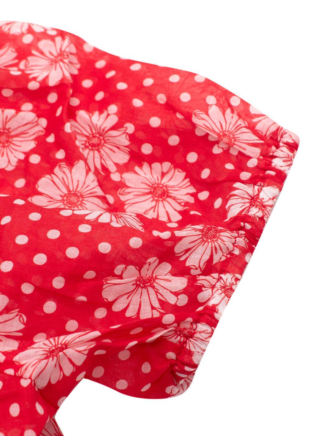 Lisa Marie Fernandez Red Floral Bardot Crop Top
