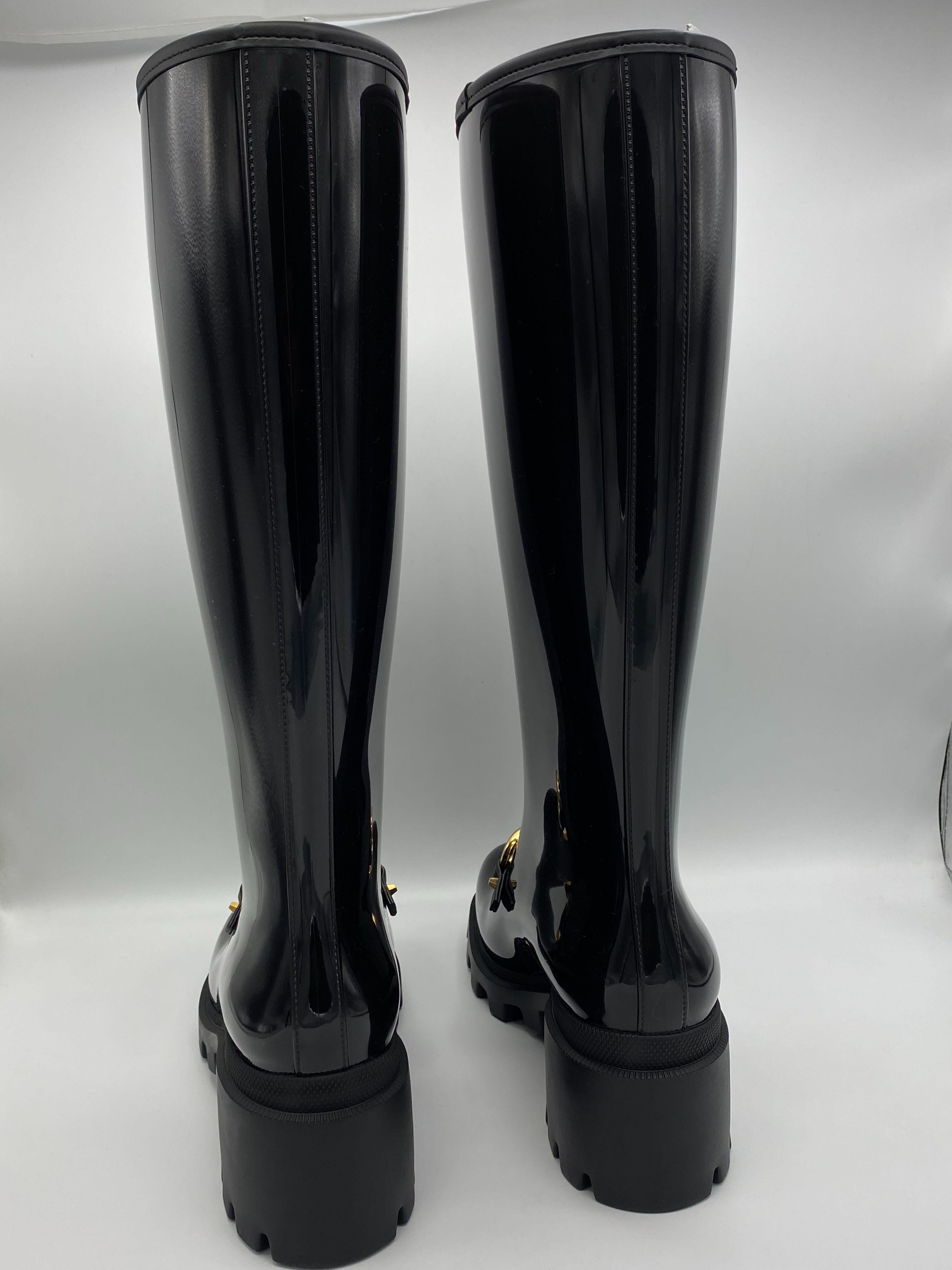 Knee High Horsebit Rain Boots