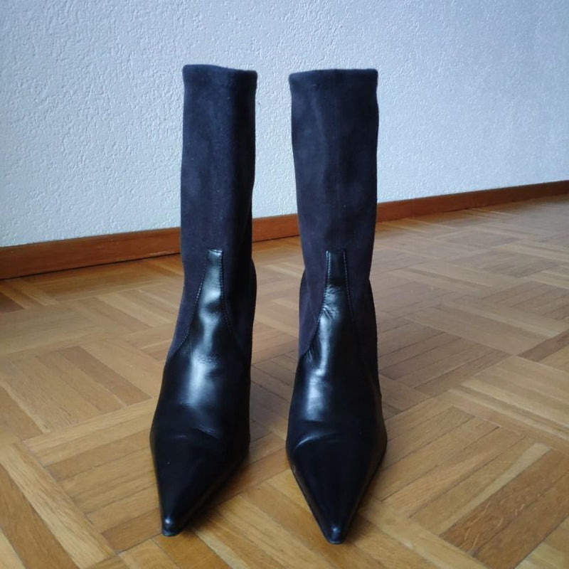 Casadei Suede & Leather Wedge Booties