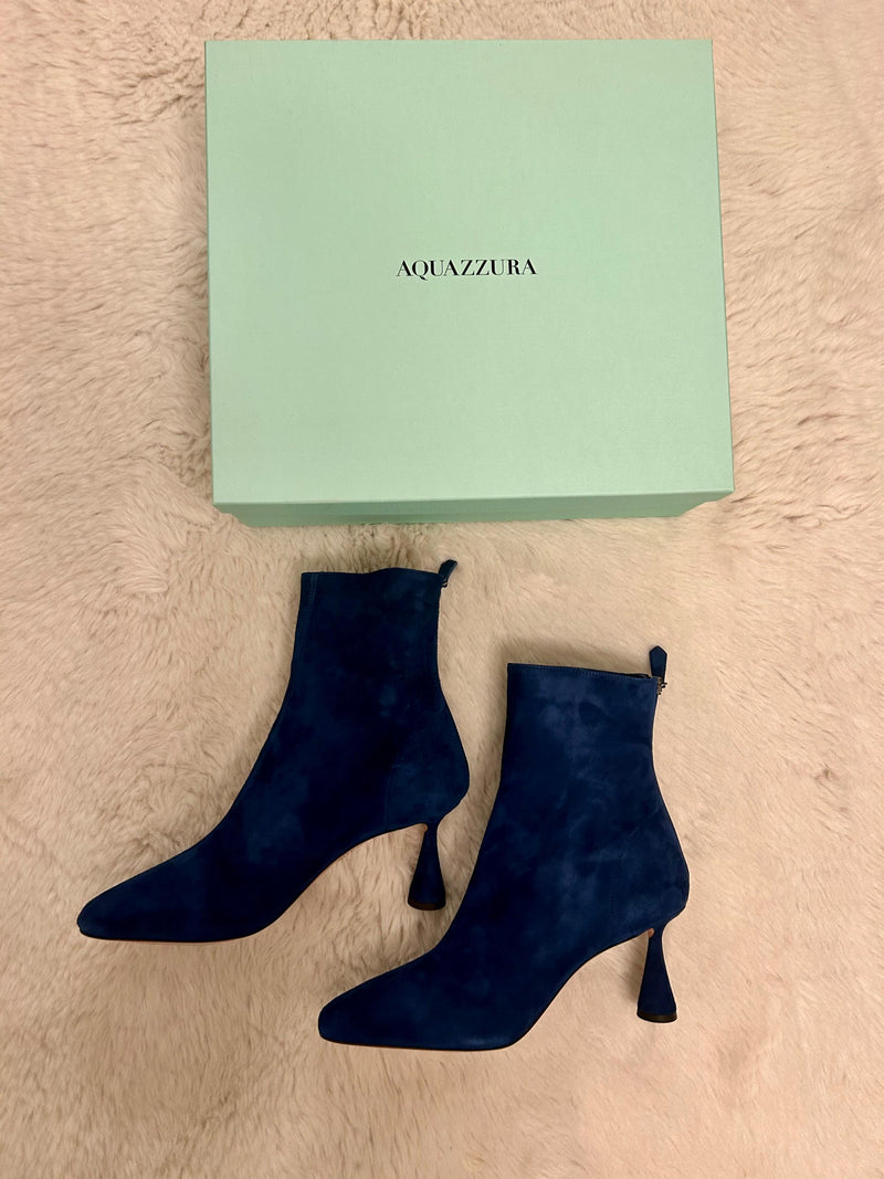 Aquazzura Blue Suede Amore Bootie 75