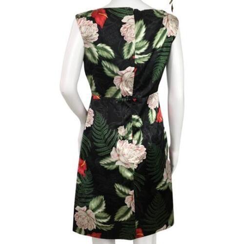 Hawaiin Printed Black Silk Sleeveless Dress