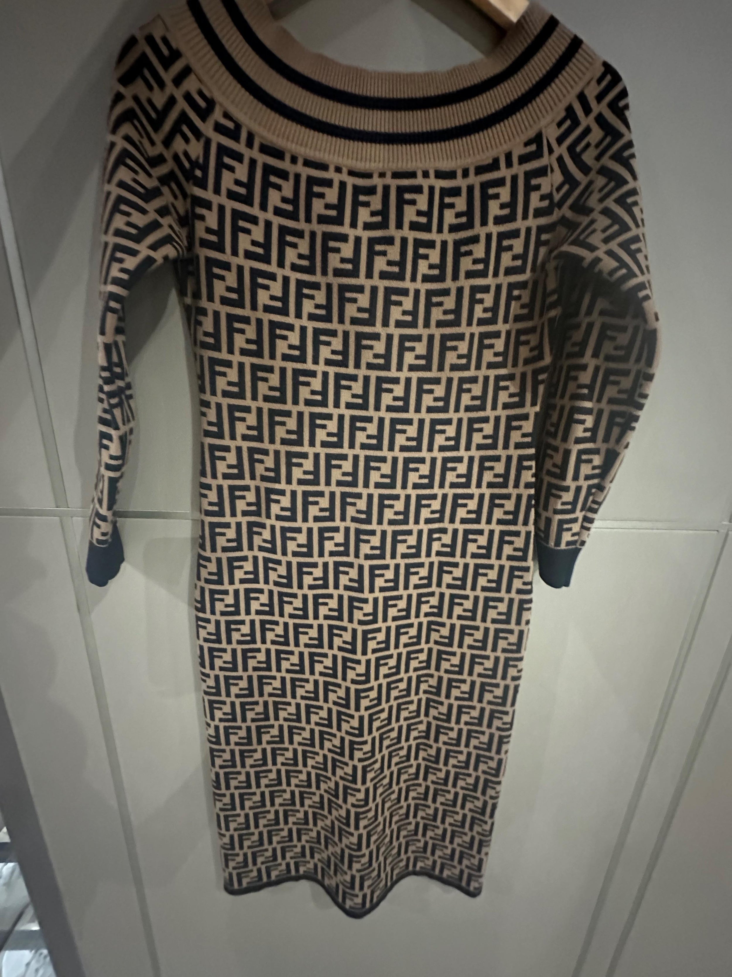 Fendi Bardot Monogram Midi Dress