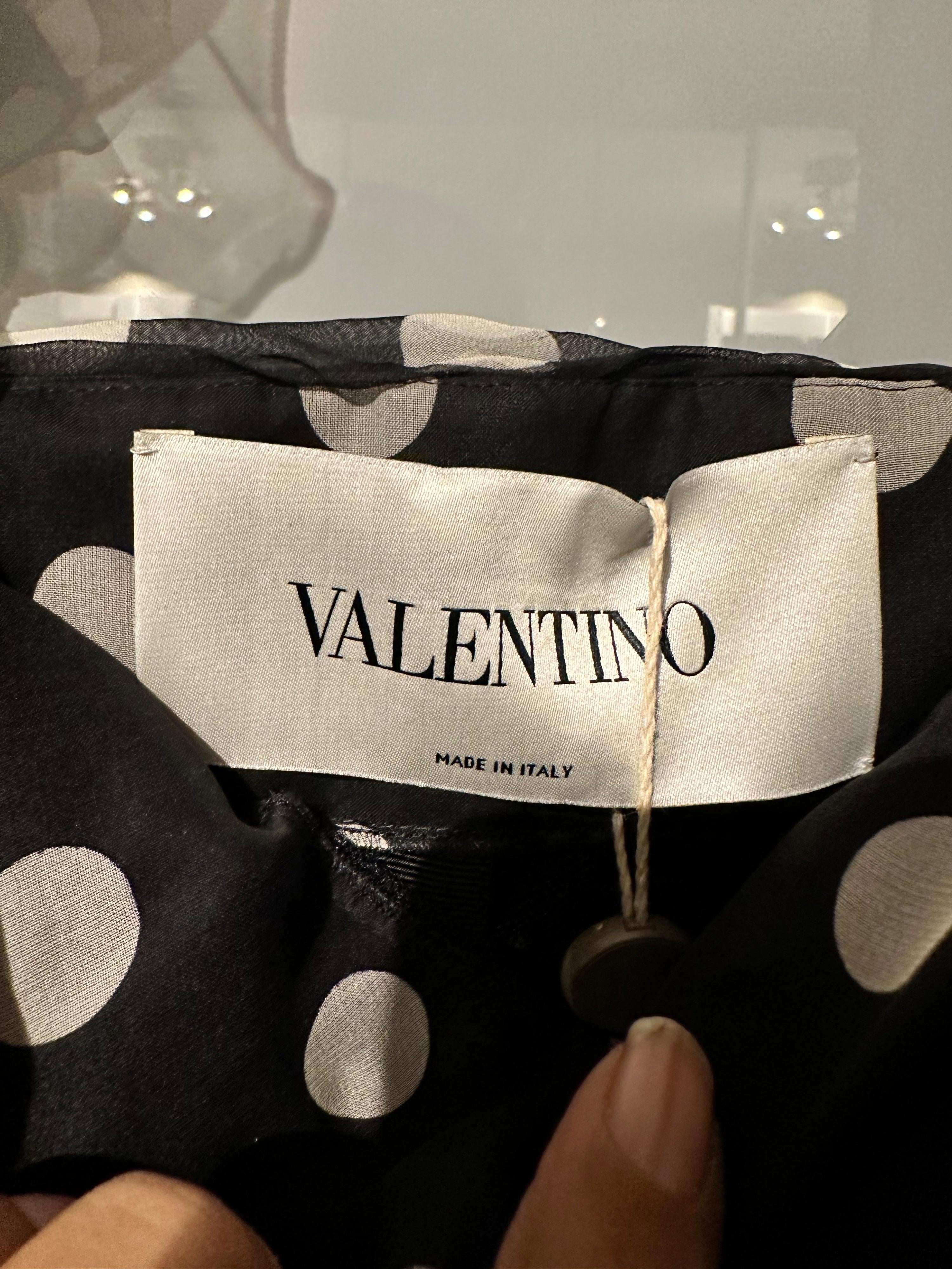 Valentino Black and White Polka Dot Ruched Mini Dress
