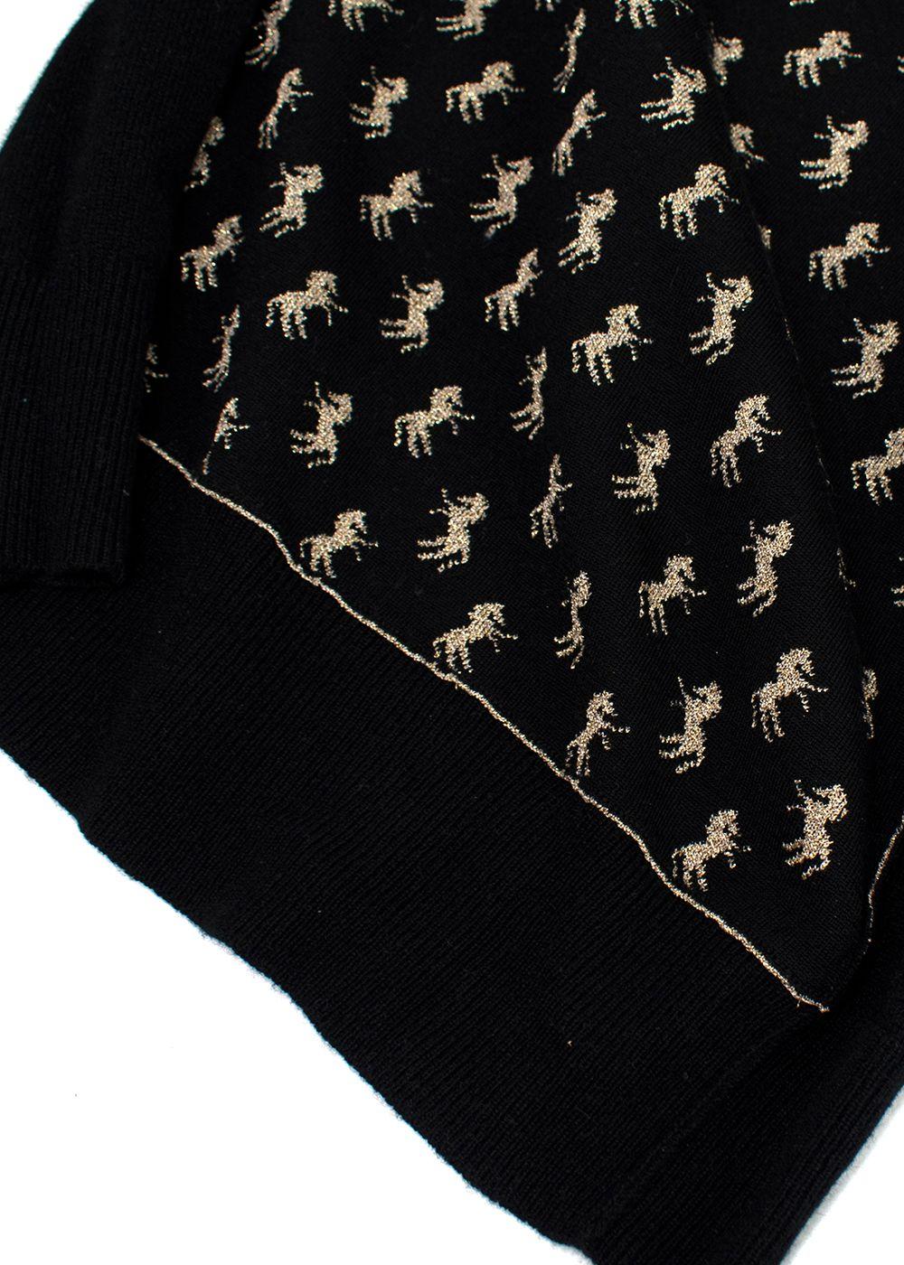 Chloe Black Gold Horse Turtleneck Sweater