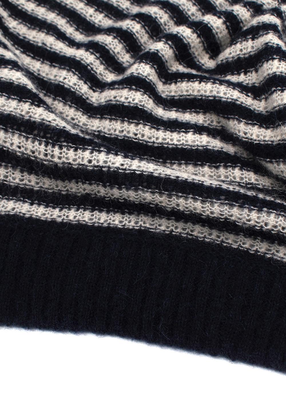 Dior Black Striped Alpaca Blend Jumper with Gold Button Detail