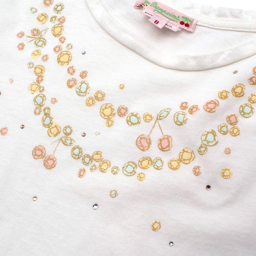 Bonpoint White Cotton Necklace & Strass Print T-shirt