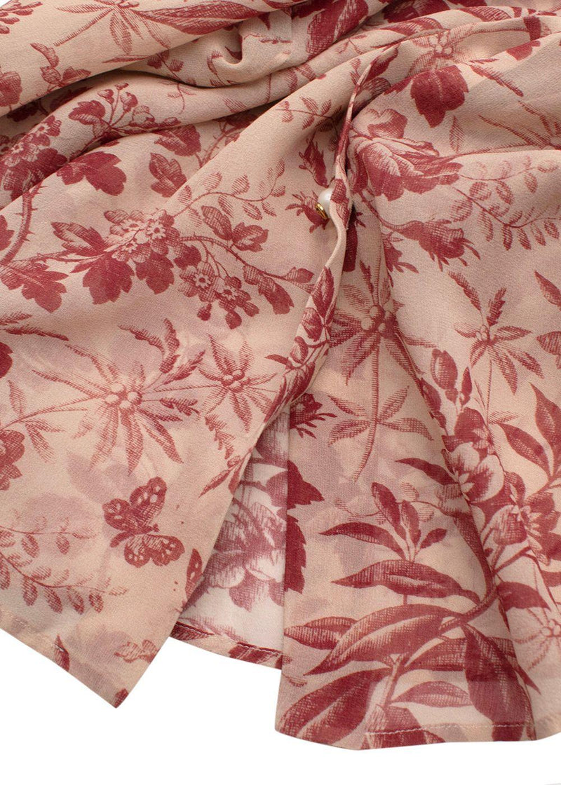 Gucci Floral Print Sheer Pussybow Silk Blouse