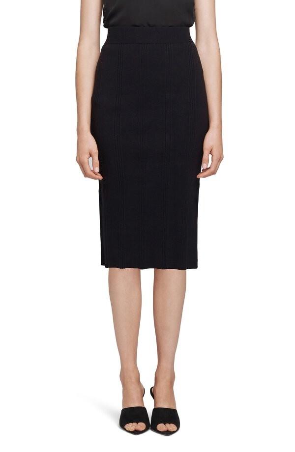 L'Agence Black Jessica Knit Midi Skirt
