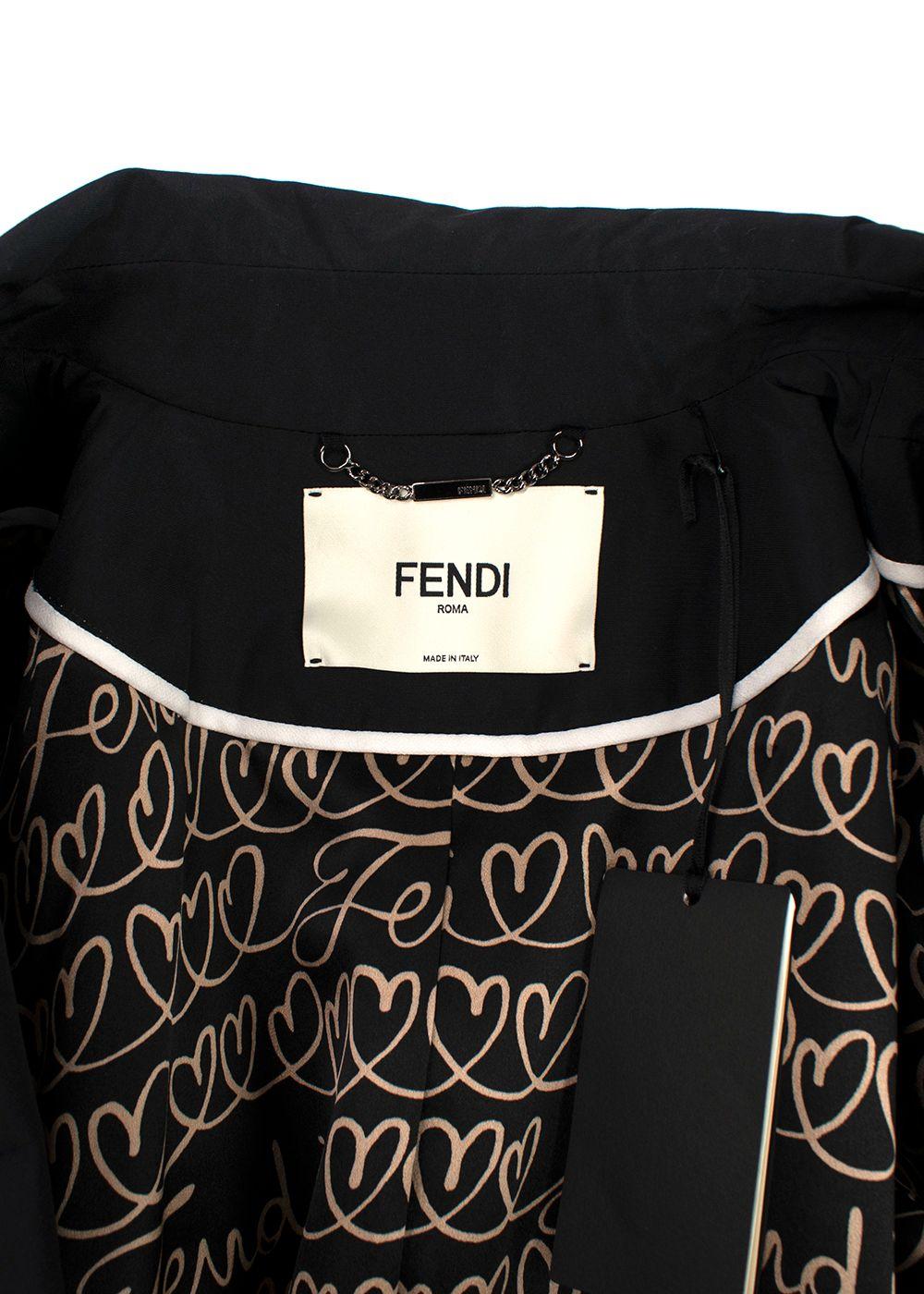 Fendi Black Short Trench Coat with Faux Fur Detail