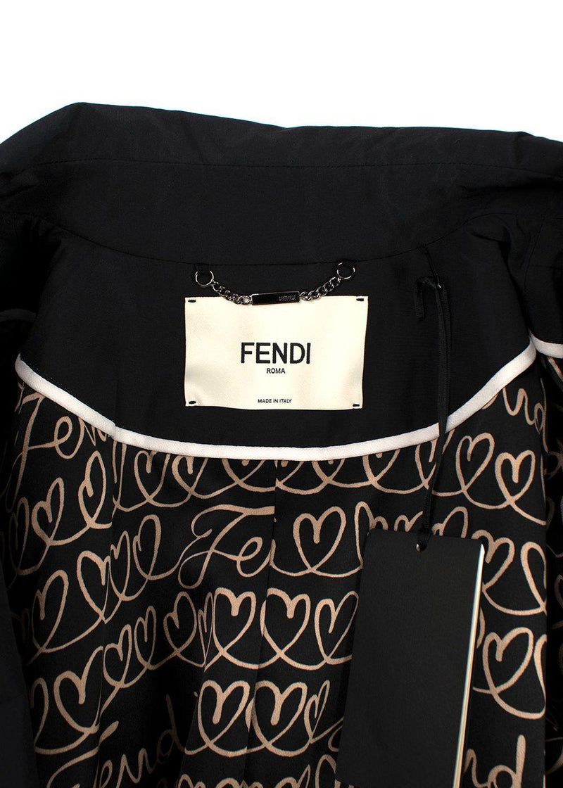 Fendi Black Short Trench Coat with Faux Fur Detail