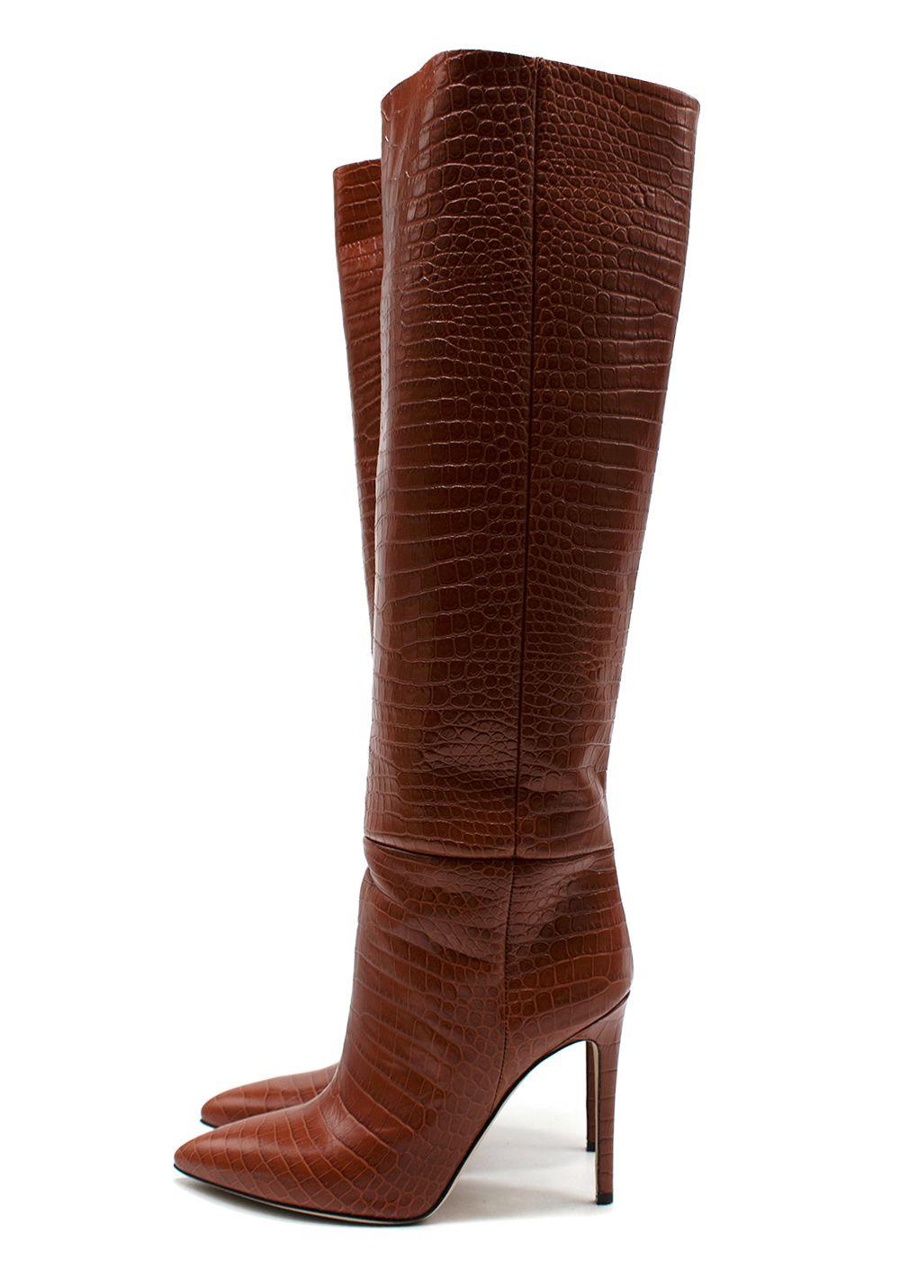Paris Texas Stiletto 60 Crocodile-effect Leather Knee-high Boots