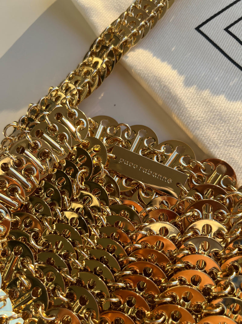 Paco Rabanne Gold Metal Chain Evening Bag