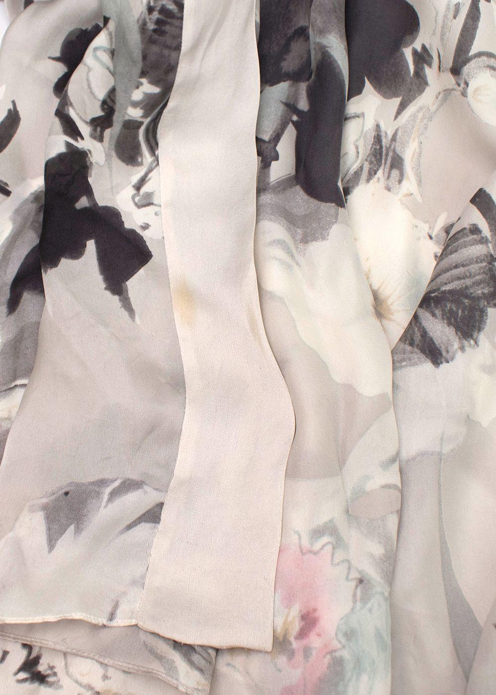 Jenny Packham Grey Floral Silk Nightgown and Robe